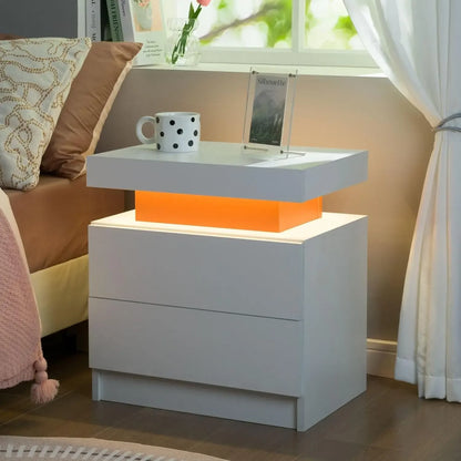 LED Night Stand  Nightstands with 2 Drawers