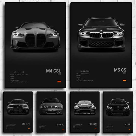 Luxury Black and White BMW Poster