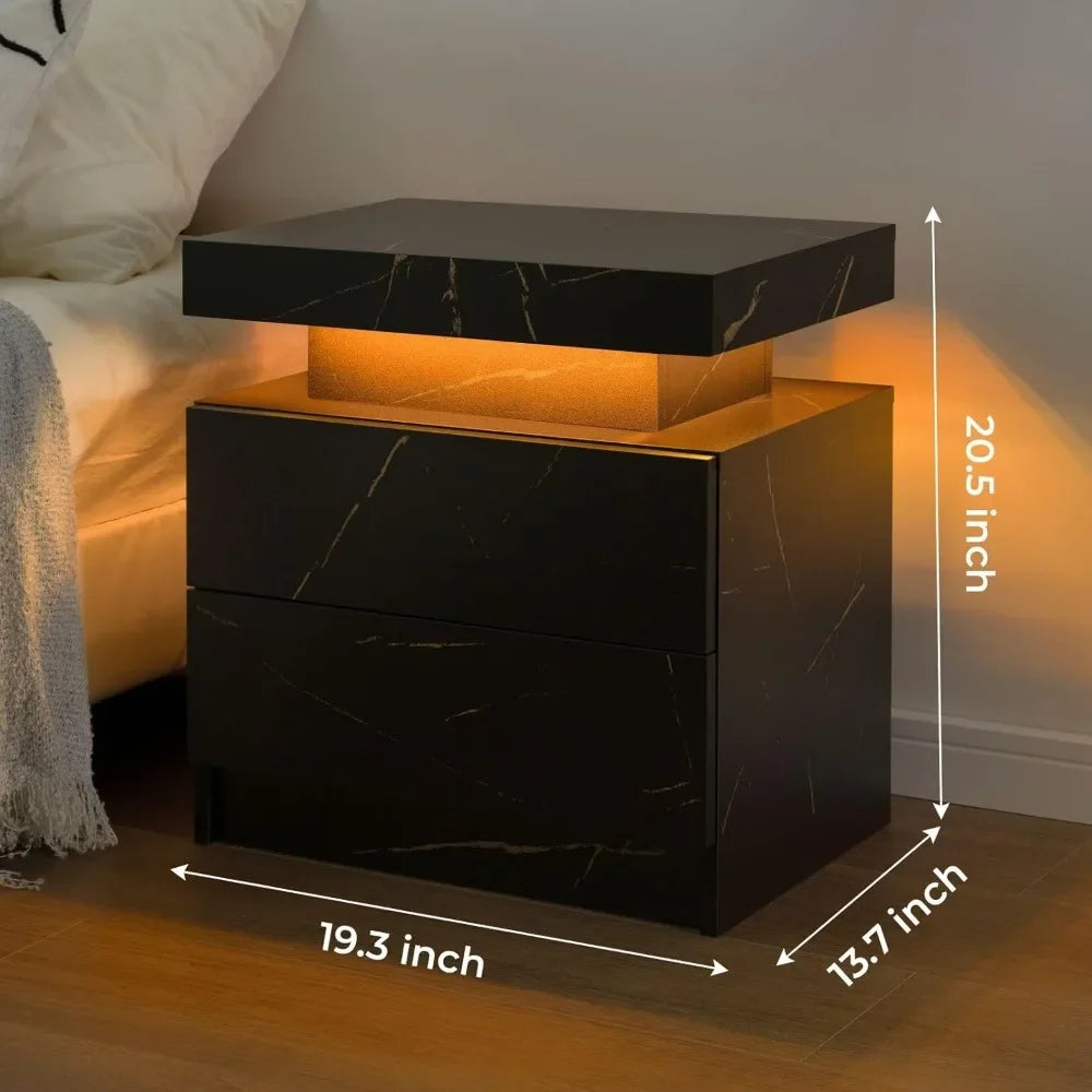 LED Night Stand  Nightstands with 2 Drawers