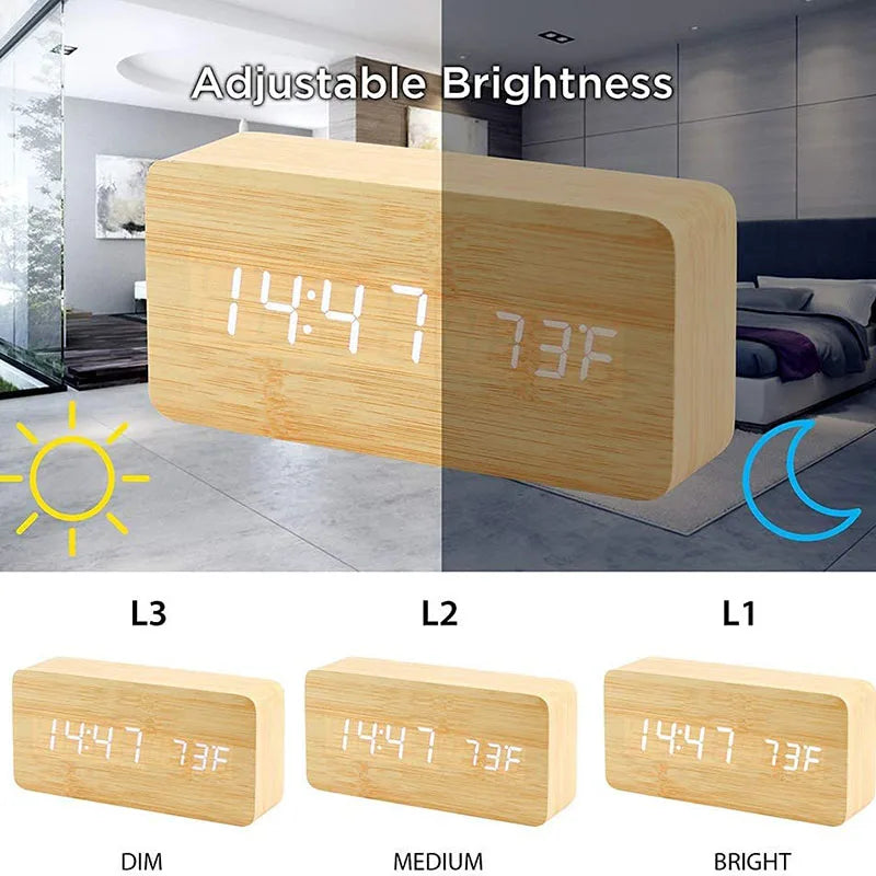 Wood digital clock