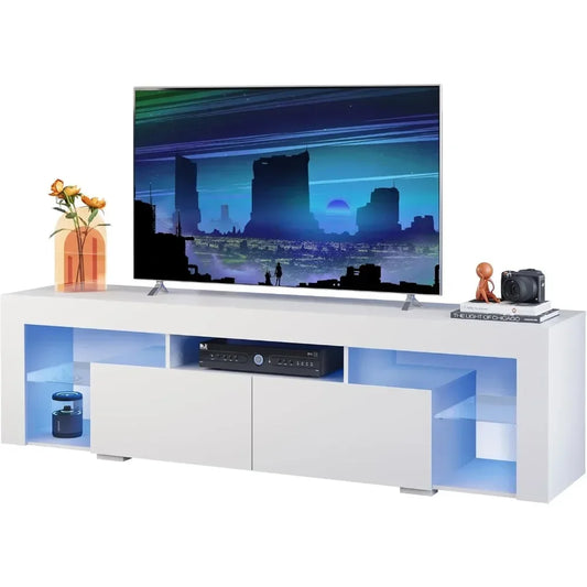 63 Inch TV Stand, LED Entertainment Center