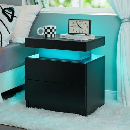 LED Night Stand  Nightstands with 2 Drawers