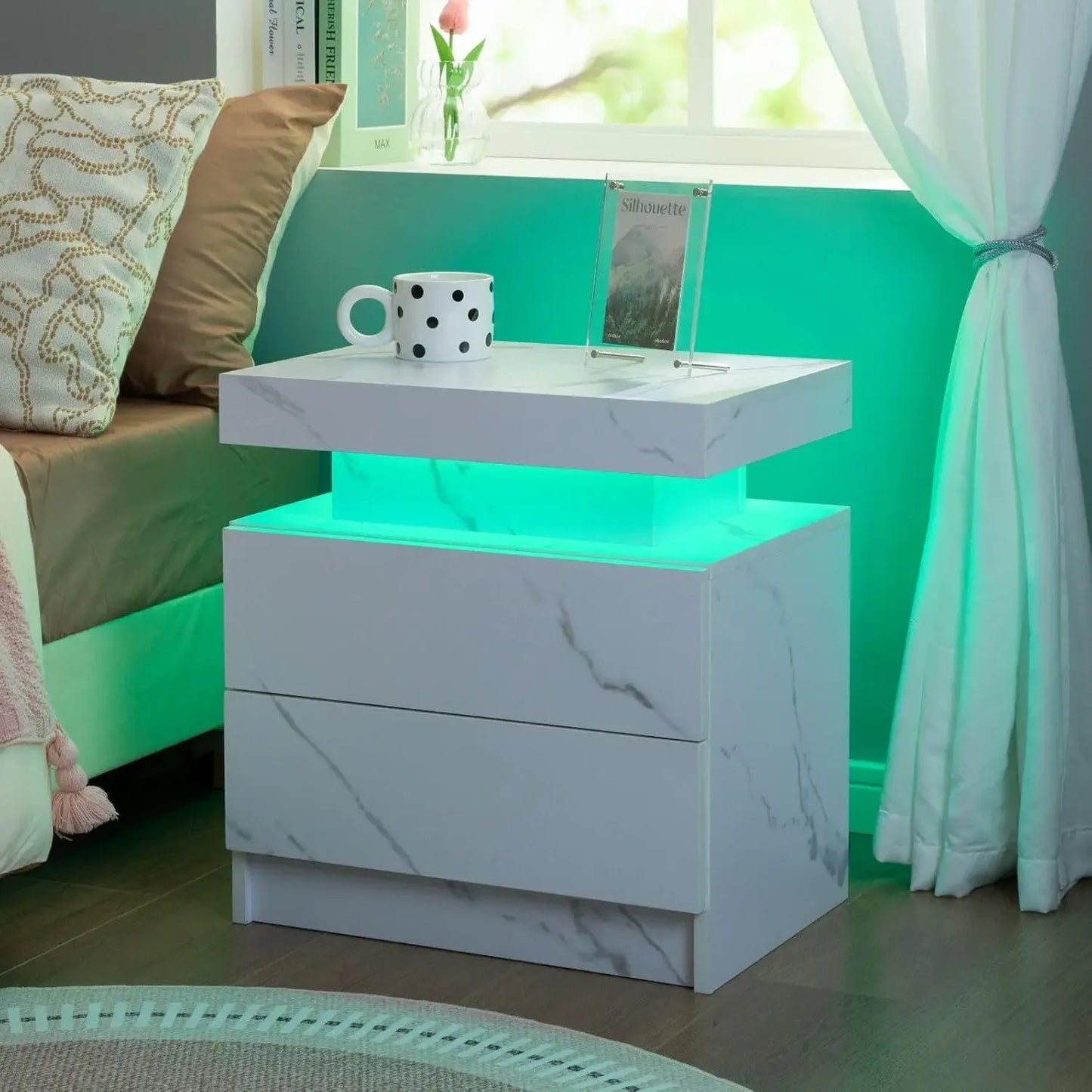 LED Night Stand  Nightstands with 2 Drawers